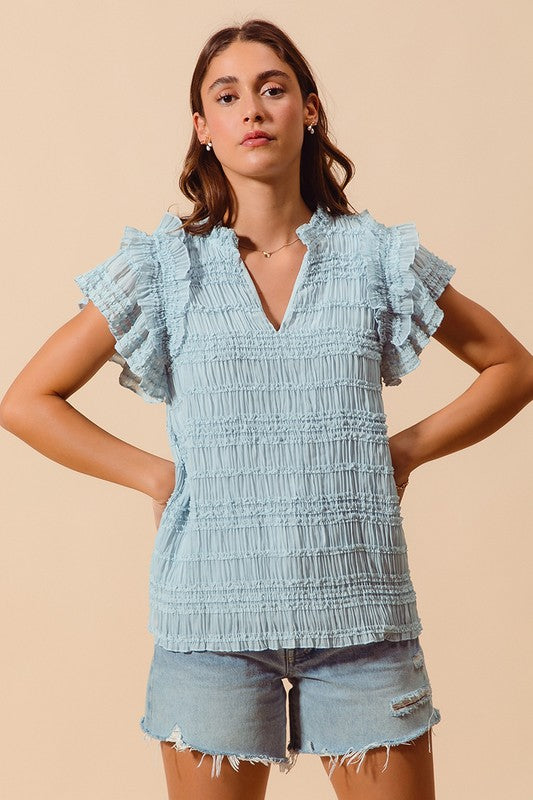 ELEGANT BOHO TOP WITH RUFFLES