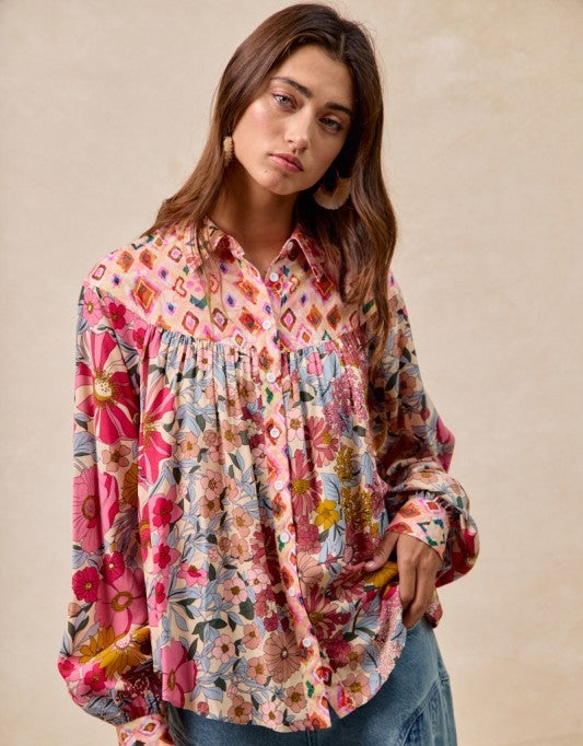 All Mixed Floral Blouse