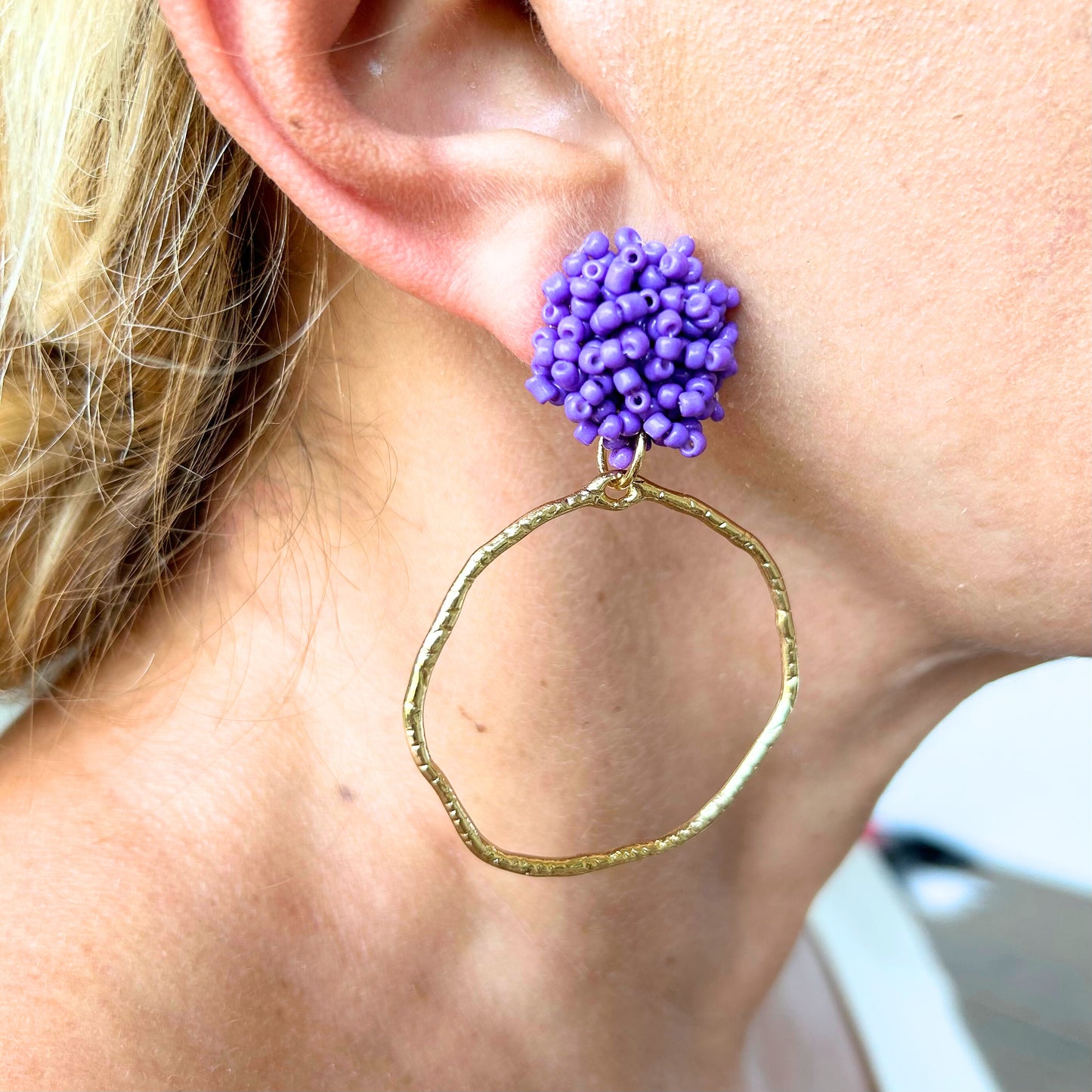 Beaded Top Hoops