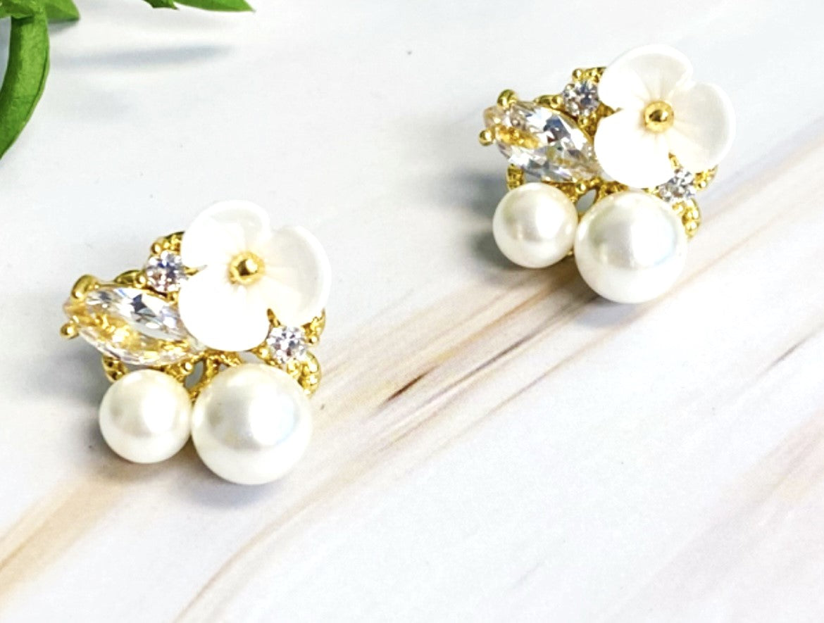 Flower Jeweled Stud Earrings