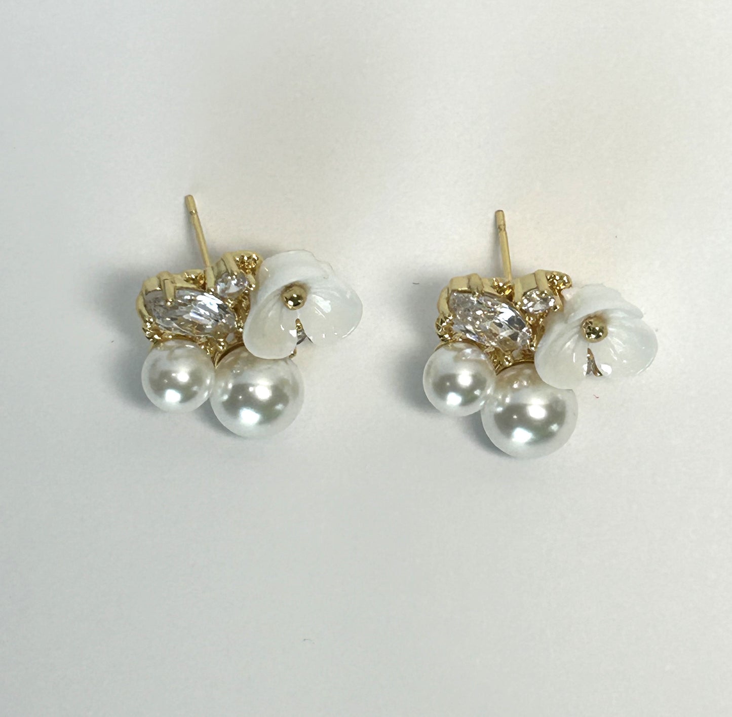 Flower Jeweled Stud Earrings