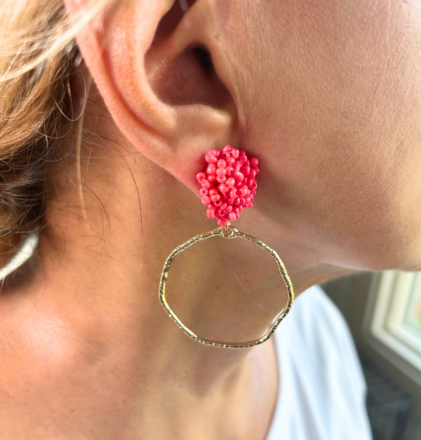 Beaded Top Hoops