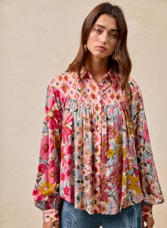 All Mixed Floral Blouse